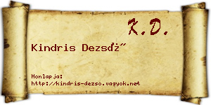 Kindris Dezső névjegykártya